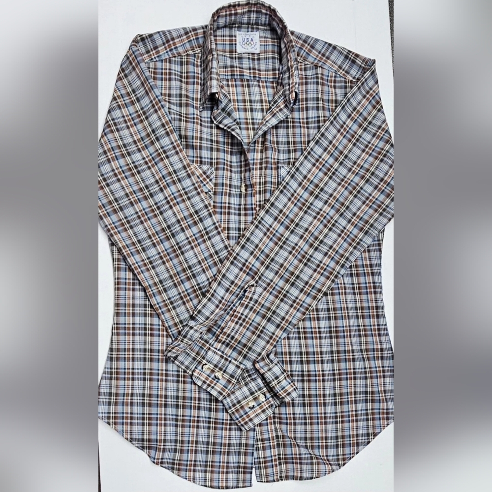 Men's Pristine Vintage Levi Strauss & Co. 1980 Olympic Games Plaid Button Shirt